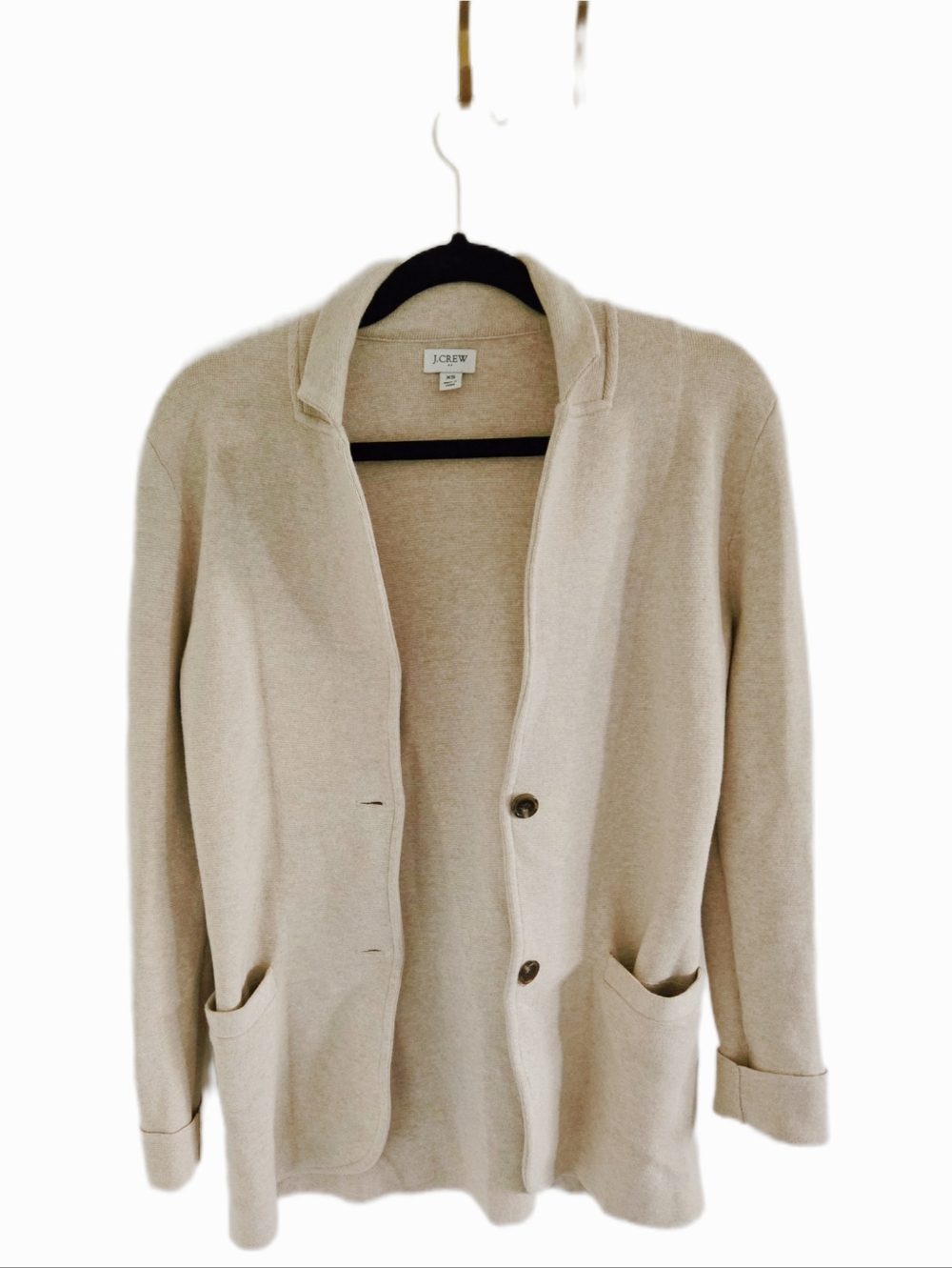 J.Crew Beige Cotton Knit Cardigan Blazer Jacket - XS